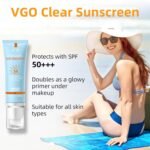 VGO Clear Face Sunscreen SPF 50, Hydrating Sun Essence Leaves No Sticky Feeling Travel Size Sunscreen Against UVA and UVB Rays 50ml / 1.7oz - Image 2