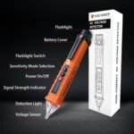 Voltage Tester, Non-Contact Voltage Detector, Electrical Tester, 3 Ranges AC 12V/48V/70V-1000V, Live/Null Wire Tester with Buzzer Alarm and Flashlight, Wire Breakpoint Finder - Orange - Image 2