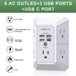 Wall Charger, Surge Protector, QINLIANF 5 Outlet Extender with 4 USB Charging Ports (4.8A Total) 3-Sided 1680J Power Strip Multi Plug Adapter Spaced for Home Travel Office (3U1C) - Image 2