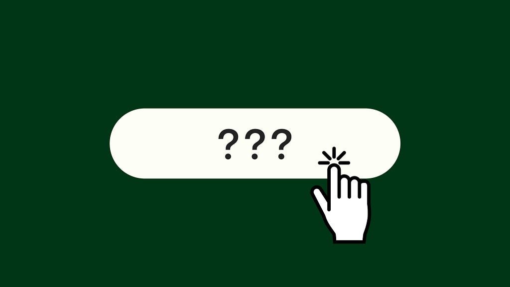A cursor taps a button that is labeled with the question marks.