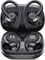 Wireless Earbuds, Bluetooth 5.4 Headphones Sport, Over Ear Buds With ENC Noise Cancelling Mic, 48H, Wireless Earphone With Earhooks, Stereo Deep Bass, IP7 Waterproof ear bud for Workout Running, Black