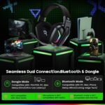 Wireless Gaming Headsets for PC, PS5, PS4, Switch, Mac, 2.4GHz Wireless Gaming Headphone with ENC Noise Canceling Microphone, Bluetooth 5.4, Cool Lighting, 50H Battery, 50mm Drivers - Image 2