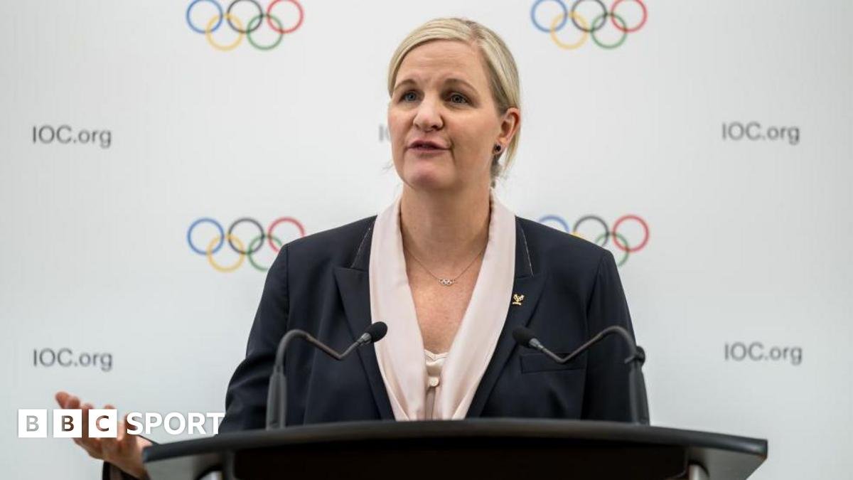 IOC president Kirsty Coventry giving a speech