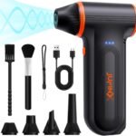 X117 Compressed Air Duster-150000RPM Super Power Snow Blower, 3-Gear Adjustable Mini Blower with Fast Charging, Electric Air Duster for Leaves,Snow,Computer, Keyboard, House, Outdoor,and Car