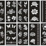 Xmasir Pack of 10 Airbrush Henna Tattoo Stencil for Women Hand Finger Face Body Painting Kids Glitter Tattoo Templates 18 X 8.5cm (1)