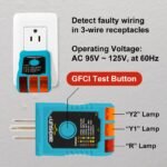 allsun GFCI Electrical Outlet Receptacle Tester,Circuit Tester,GFCI Detect Faulty Wiring Status Socket Checker,Standard 95-125 VAC, 3-Wire Light Improper Wiring Indicator(EM9805) - Image 2