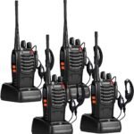 pxton Walkie Talkies Long Range for Adults with Earpieces,16 Channel Walky Talky Rechargeable Handheld Two Way Radios with Flashlight Li-ion Battery and Charger（4 Pack）