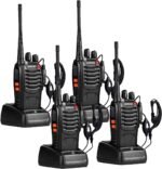 pxton Walkie Talkies Long Range for Adults with Earpieces,16 Channel Walky Talky Rechargeable Handheld Two Way Radios with Flashlight Li-ion Battery and Charger（4 Pack）