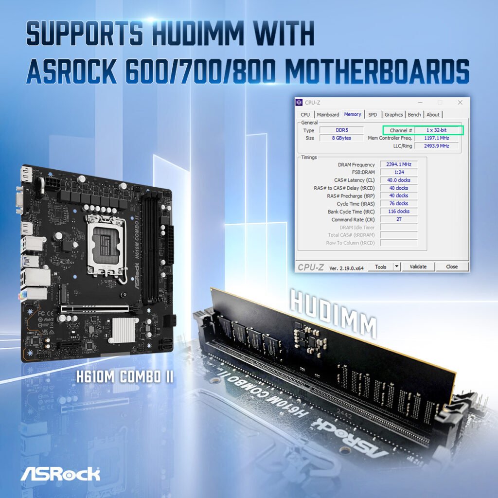 ASRock Develops HUDIMM Memory Standard: DDR5 with Just One Sub-channel