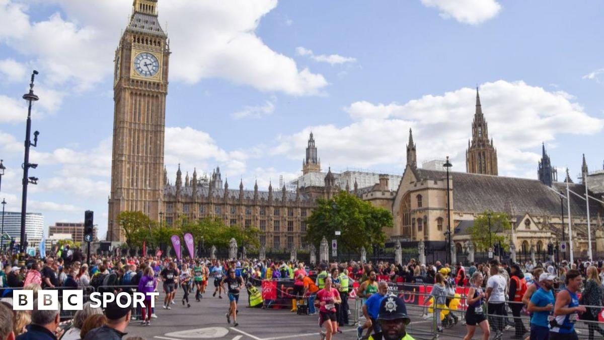 London Marathon runners in front of Big Ben