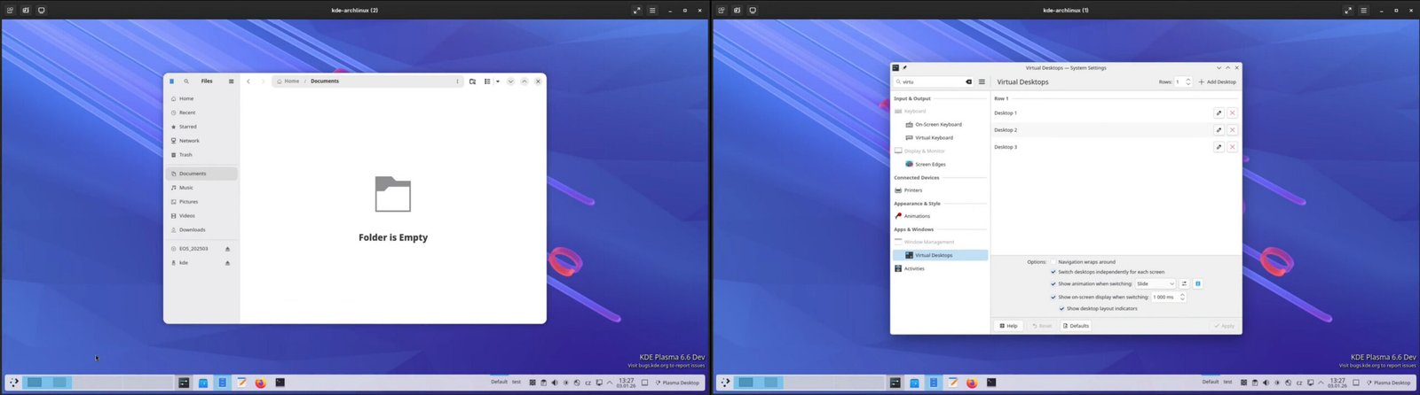 KDE Update Adds Optional Per-Display Virtual Desktop Support