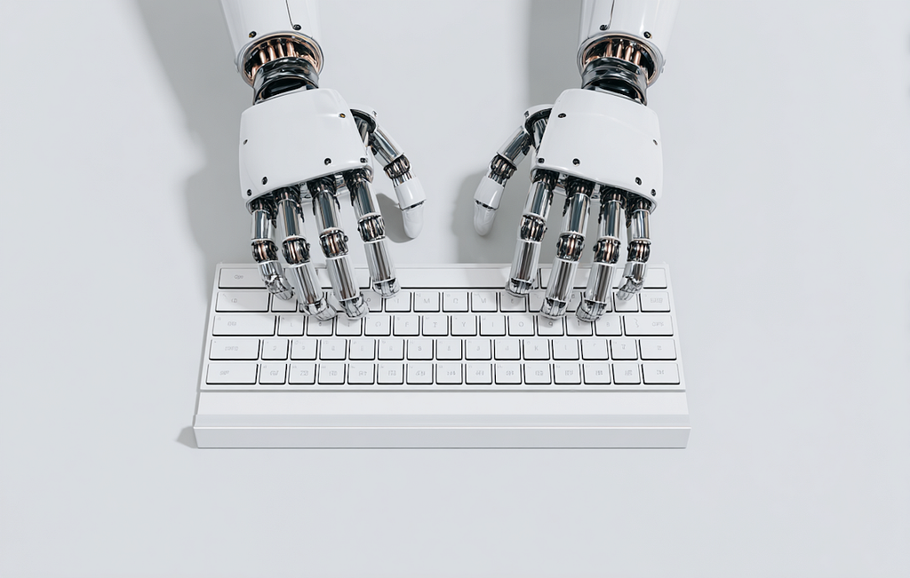 Robotic Hands on Keyboard lummi.ai©