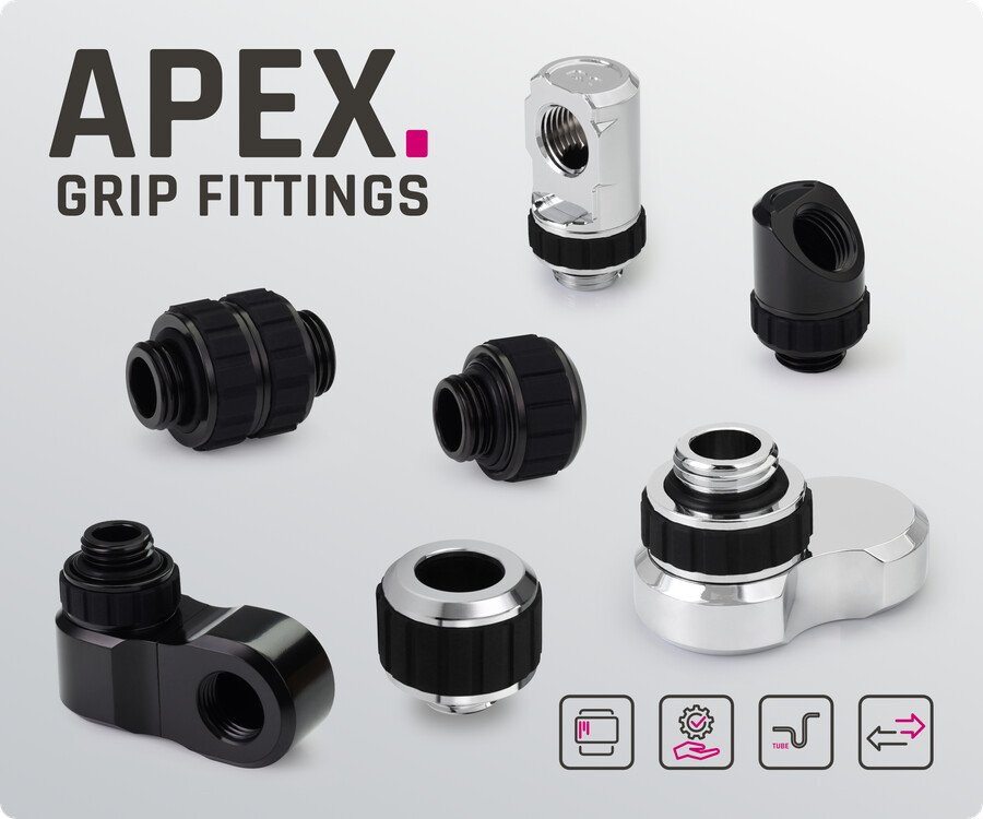 Alphacool Releases New Apex Grip Fittings and Adapter
