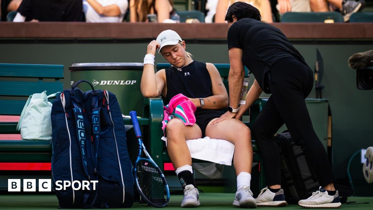 Sonay Kartal receives treatment during Indian Wells
