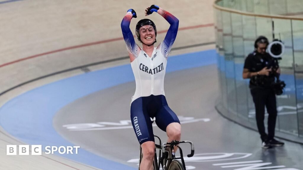 Katie Archibald celebrates