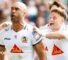 Andrea Zambonin celebrates scoring the winning try for Exeter Chiefs at Leicester Tigers
