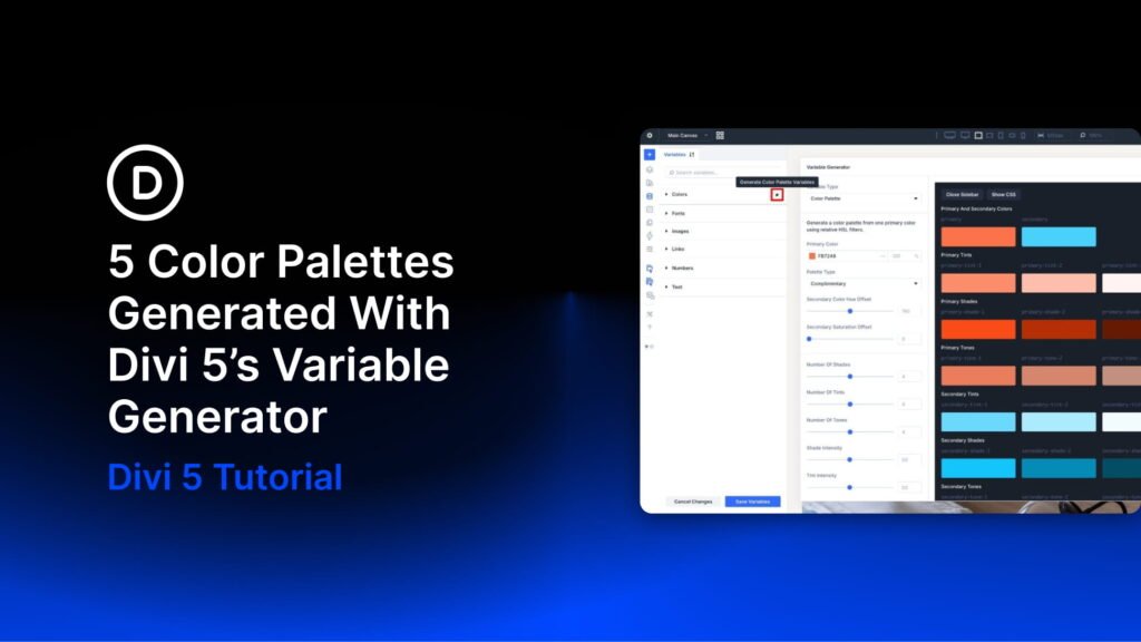 5 Color Palettes Generated With Divi 5’s Variable Generator