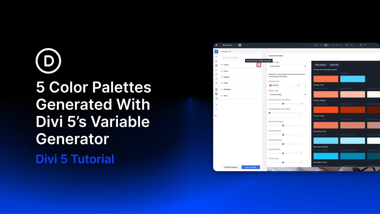 5 Color Palettes Generated With Divi 5’s Variable Generator