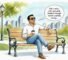A person sitting on a bench talking to the ARC app to provide document feedback