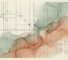 A creamy background with blue and orange ink spill, and a grid overlap — abstract