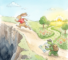 A minimalist, charming children’s picture book style watercolor illustration of the Tortoise and the Hare metaphor applied to software development. The hare sprints frantically on the main path toward a crumbling dead end cliff, while the tortoise navigates safely onto a beautiful ‘happy path’ that branches off.