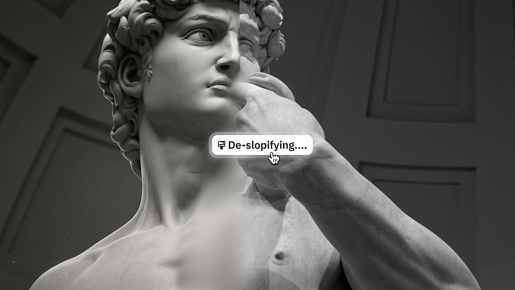 De-slopifying button turning an AI artwork into a real artwork.